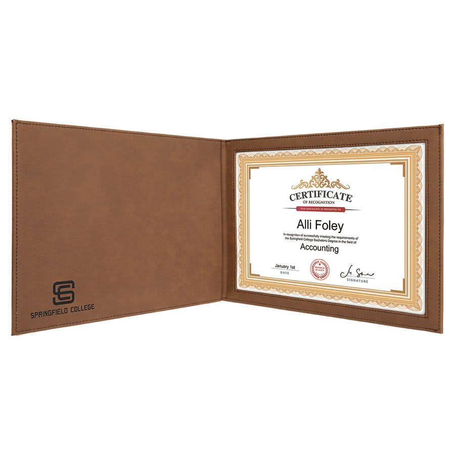 Laserable Leatherette Certificate Holder