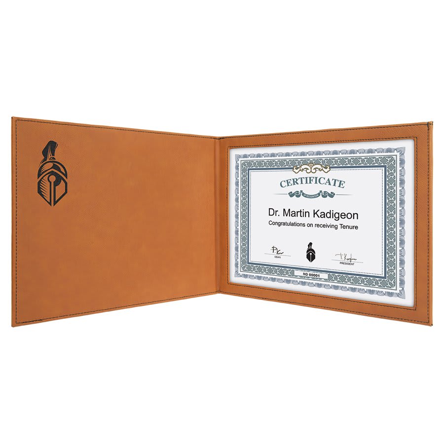 Laserable Leatherette Certificate Holder