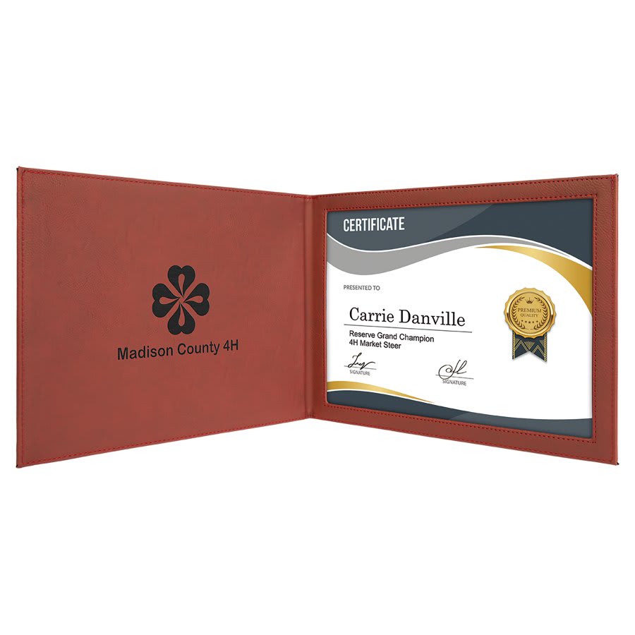 Laserable Leatherette Certificate Holder