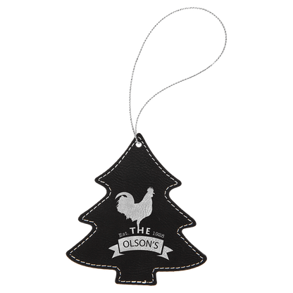 Laserable Leatherette Ornament with String