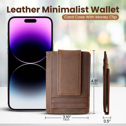 Leather Magnetic Money Clip Wallet