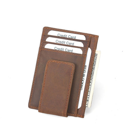 Leather Magnetic Money Clip Wallet