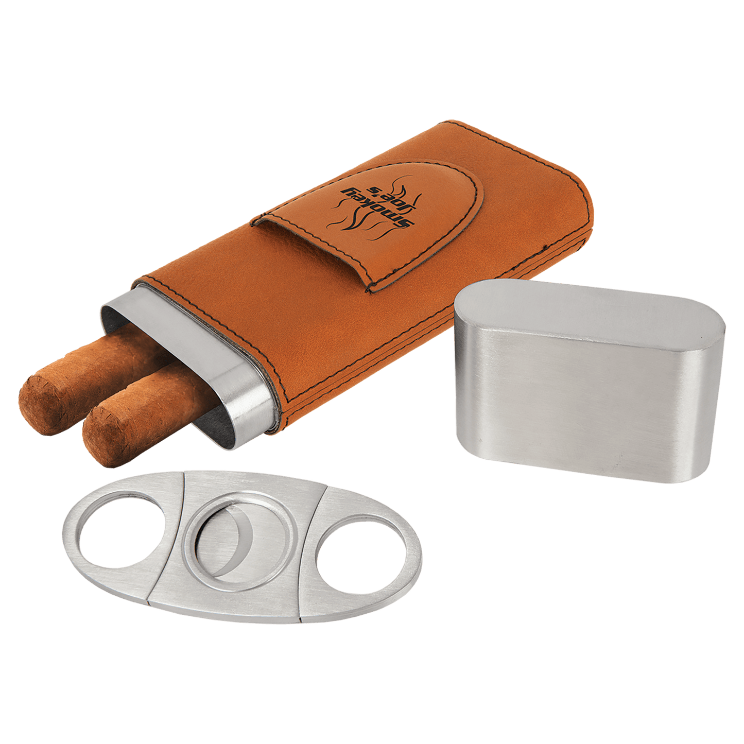 Laserable Leatherette Cigar Case with Cutter