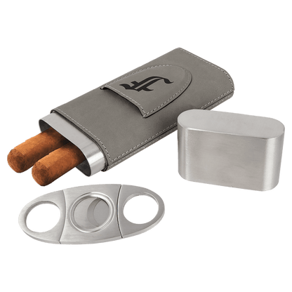 Laserable Leatherette Cigar Case with Cutter