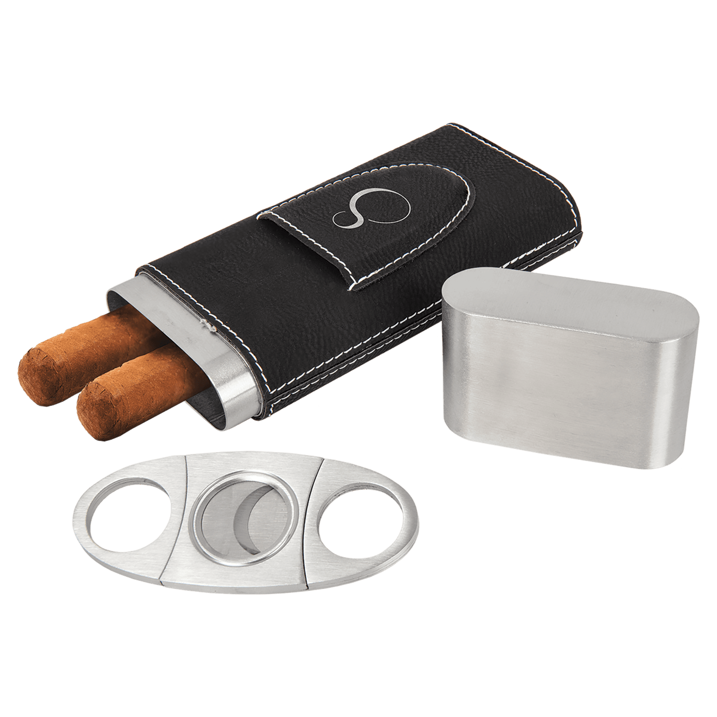 Laserable Leatherette Cigar Case with Cutter