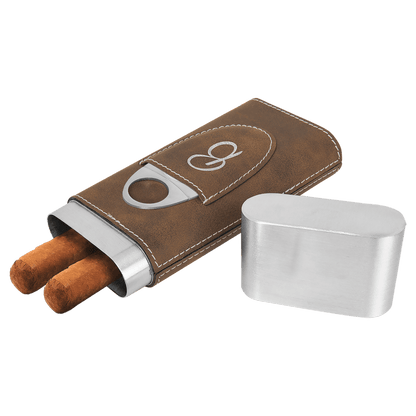 Laserable Leatherette Cigar Case with Cutter