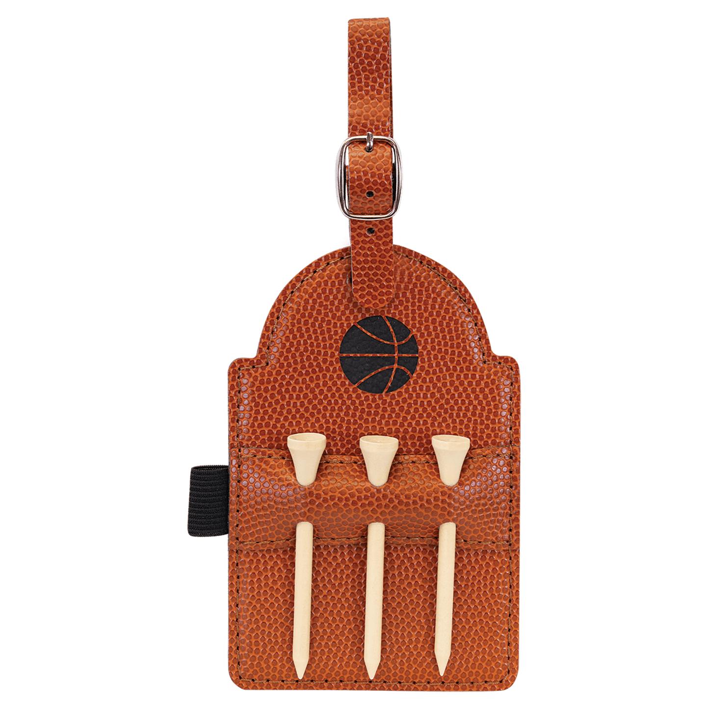 Laserable Leatherette Golf Bag Tag with 3 Wooden Tees