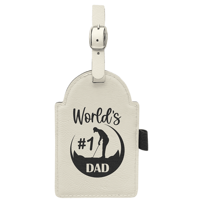 Laserable Leatherette Golf Bag Tag with 3 Wooden Tees