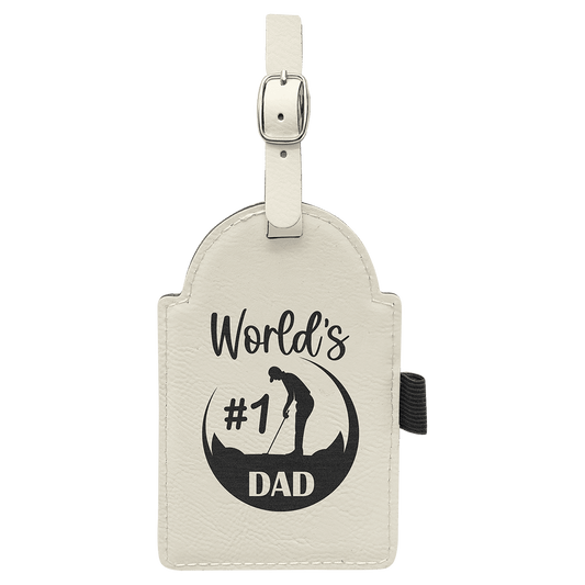 Laserable Leatherette Golf Bag Tag with 3 Wooden Tees