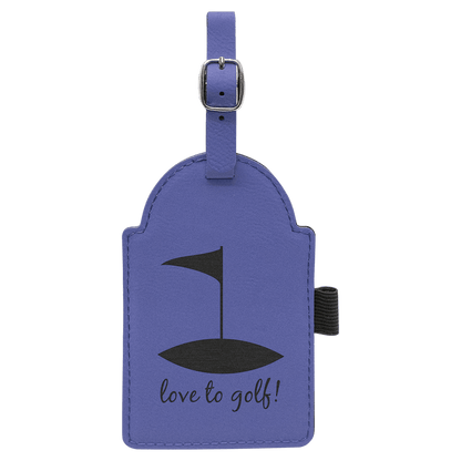 Laserable Leatherette Golf Bag Tag with 3 Wooden Tees