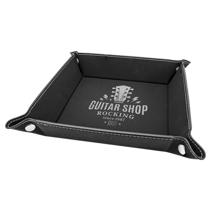 Laserable Leatherette Snap Up Tray with Silver Snaps