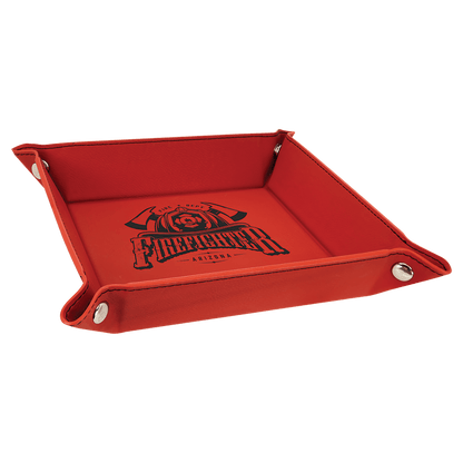 Laserable Leatherette Snap Up Tray with Silver Snaps