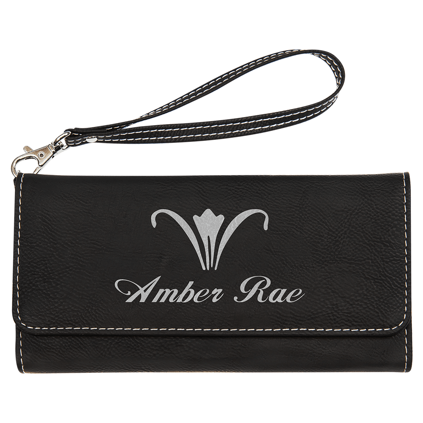 7 1/2" x 4" Laserable Leatherette Wallet with Strap