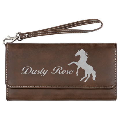 7 1/2" x 4" Laserable Leatherette Wallet with Strap