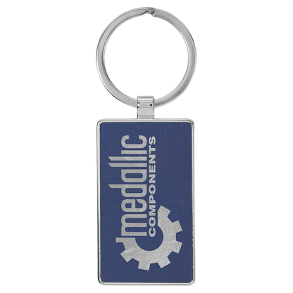 Laserable Leatherette Rectangle Keychain