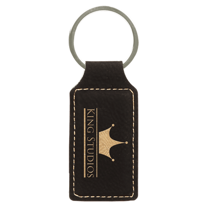 Laserable Leatherette Rectangle Keychain