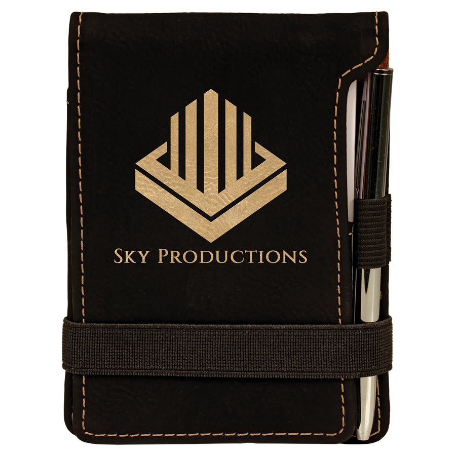 3 1/4" x 4 3/4" Laserable Leatherette Mini Notepad with Pen