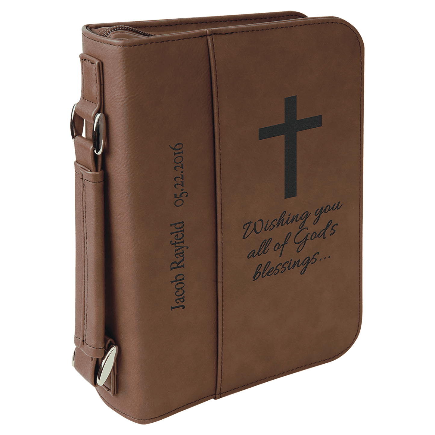 Leatherette Book/Bible Cover with Handle & Zipper