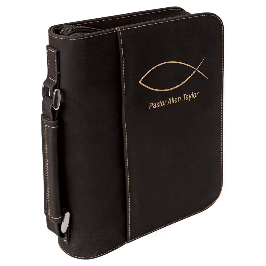 Leatherette Book/Bible Cover with Handle & Zipper