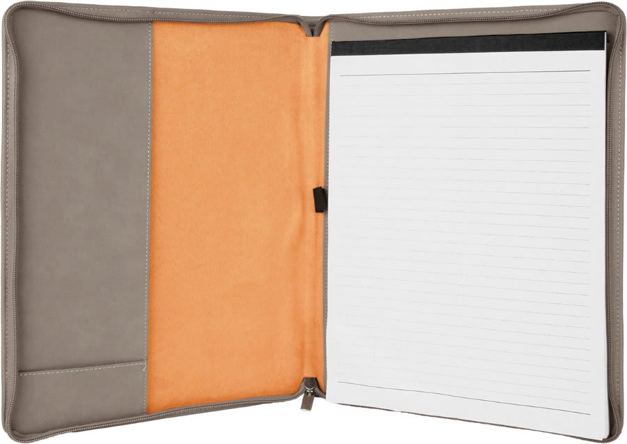 9 1/2" x 12" with Zipper Laserable Leatherette Portfolio with Notepad