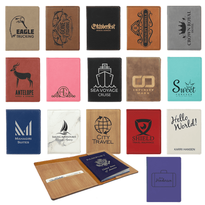 4 1/4" x 5 1/2" Laserable Leatherette Passport Holder