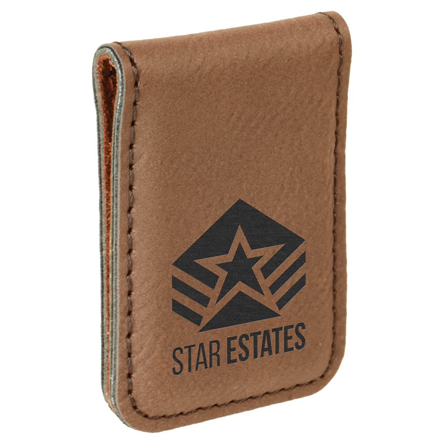 1 3/4" x 2 1/2" Laserable Leatherette Money Clip