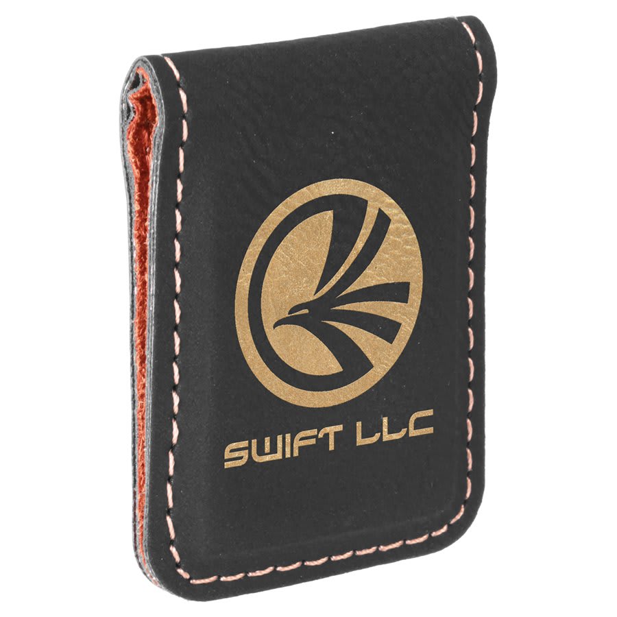 1 3/4" x 2 1/2" Laserable Leatherette Money Clip