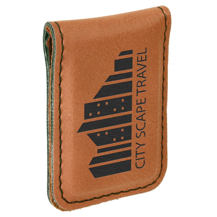 1 3/4" x 2 1/2" Laserable Leatherette Money Clip