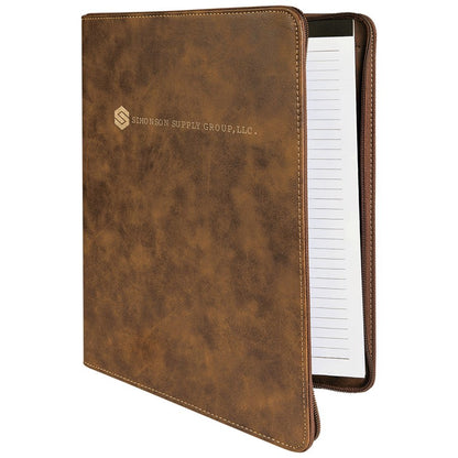 9 1/2" x 12" with Zipper Laserable Leatherette Portfolio with Notepad