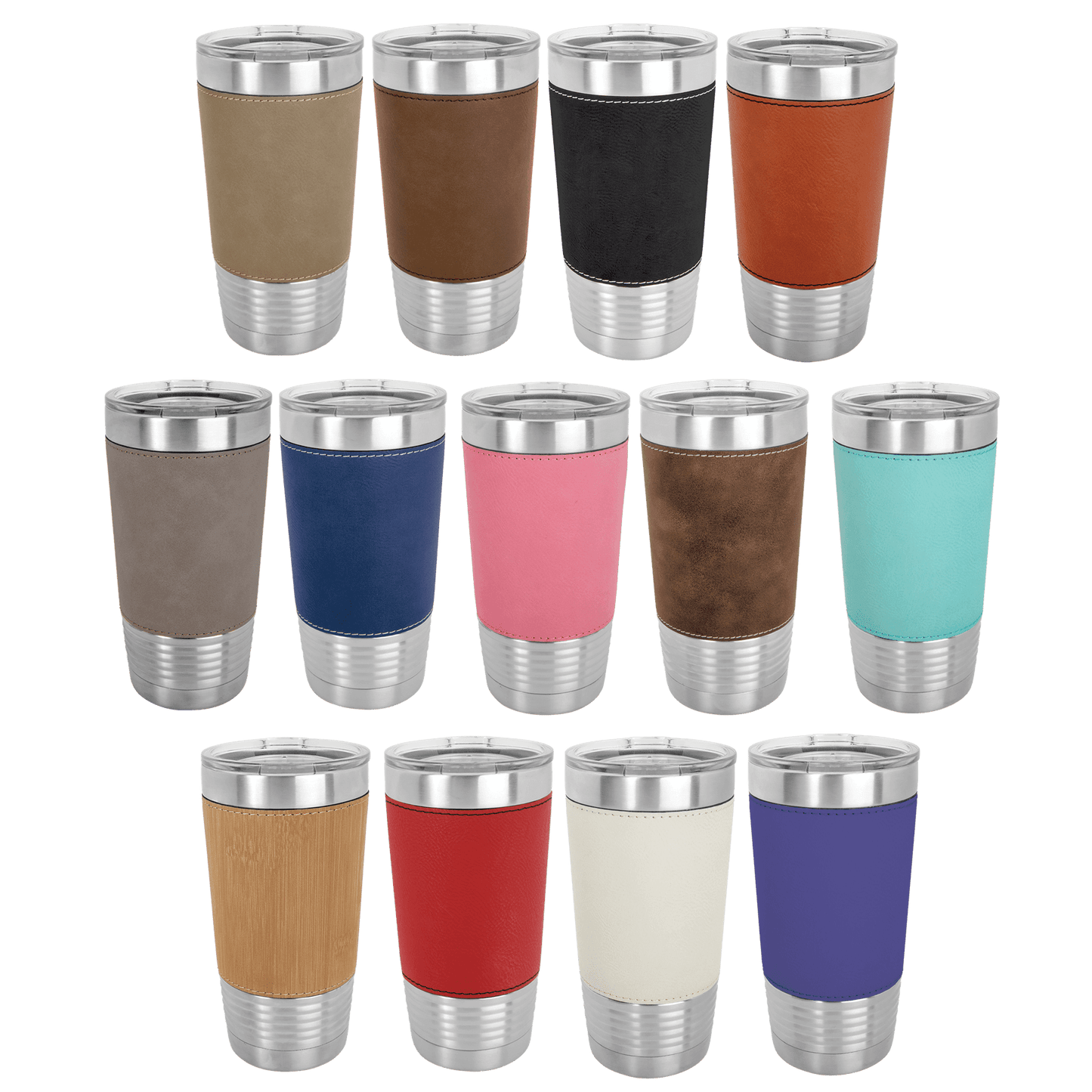 Polar Camel 20 oz. Laserable Leatherette Tumbler with Clear Lid