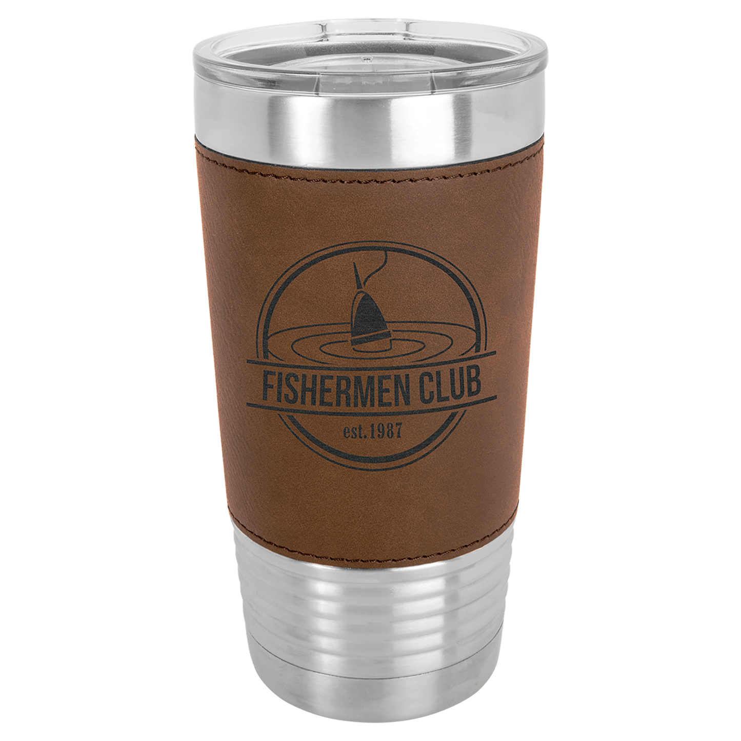 Polar Camel 20 oz. Laserable Leatherette Tumbler with Clear Lid