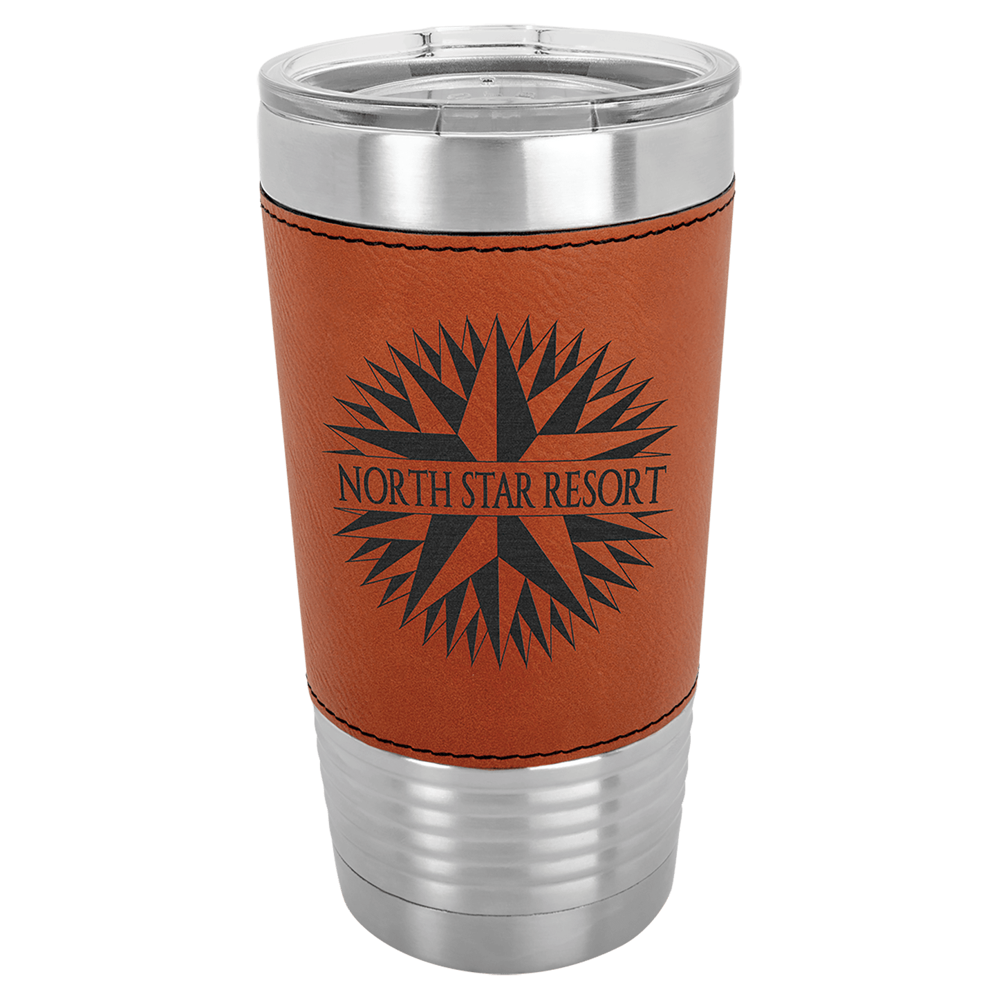 Polar Camel 20 oz. Laserable Leatherette Tumbler with Clear Lid