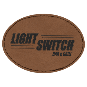 Oval Laserable Leatherette Patch with Adhesive (3 1/2" x 2 1/2" Oval or 3" x 2" Oval)