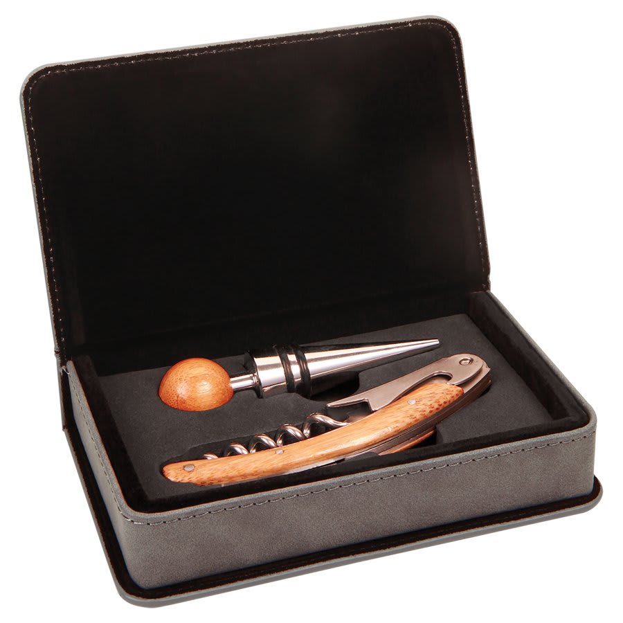 Laserable Leatherette 2-Piece Wine Tool Set