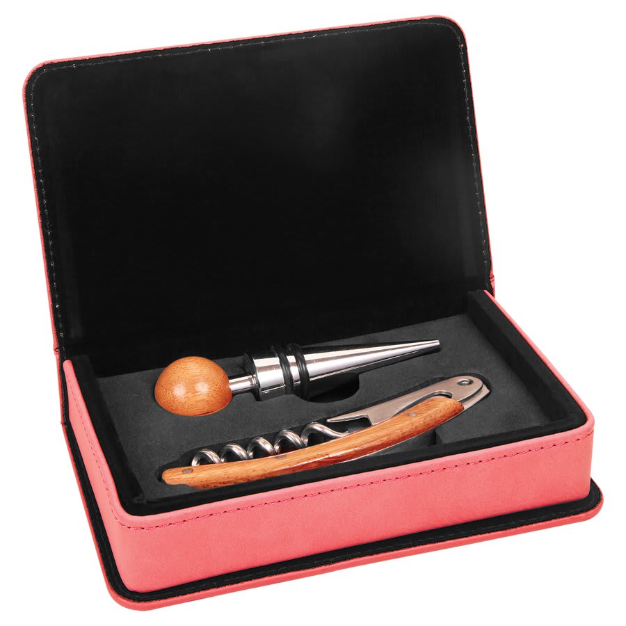 Laserable Leatherette 2-Piece Wine Tool Set