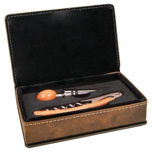 Laserable Leatherette 2-Piece Wine Tool Set