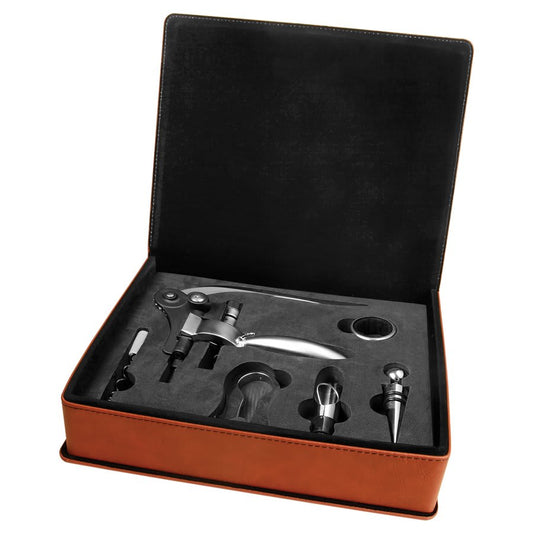 Laserable Leatherette 5-Piece Wine Tool Gift Set